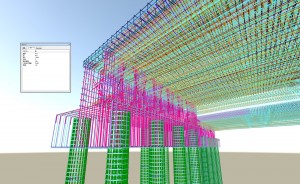 Look up at the bridge from below and see through the interior.